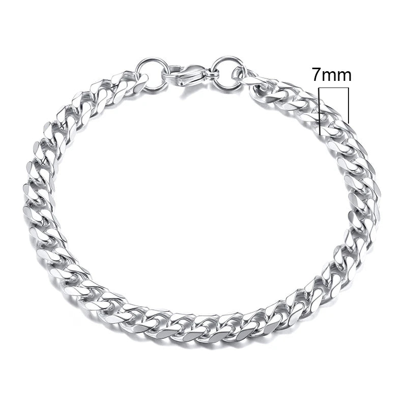 CUBAN LINK BRACELET 7MM - SILVER