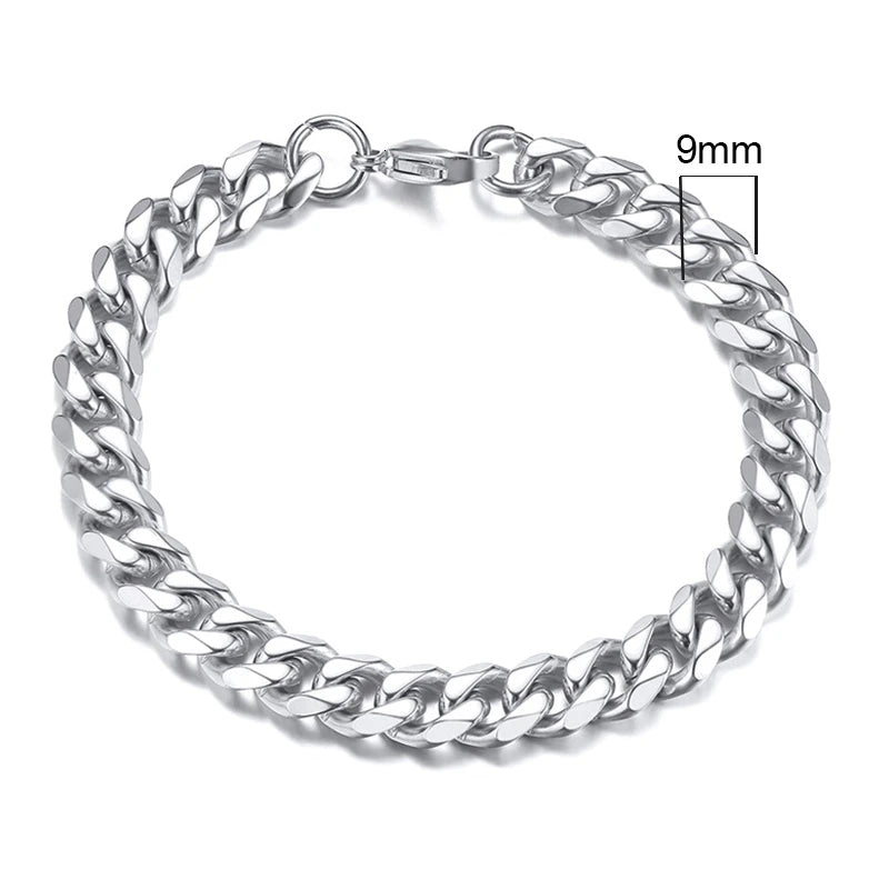 CUBAN LINK BRACELET 9MM - SILVER